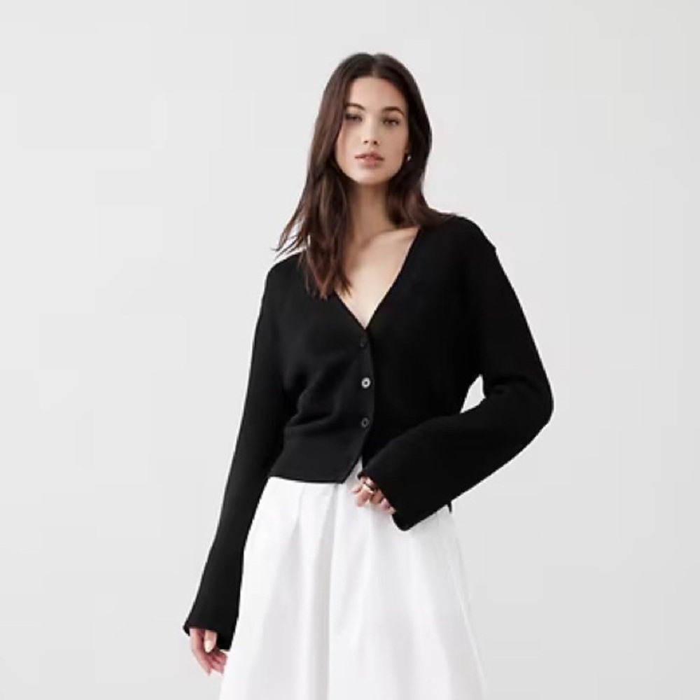 BELL-SLEEVE CARDIGAN SWEATER